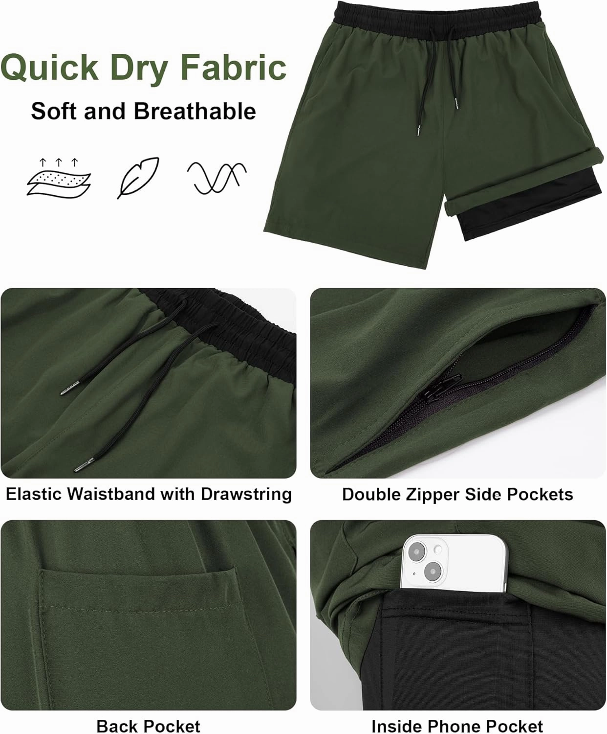 Mens Swim Trunks 7" Quick Dry Swim Shorts Swimsuit Swimming Trunks Swimwear with Pockets