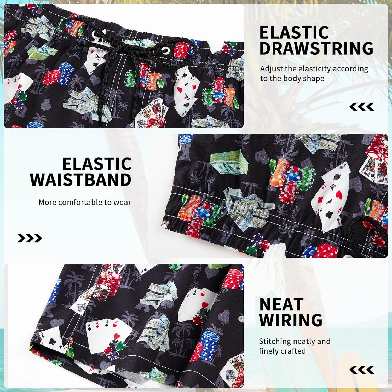 Mens Swim Trunks 9 Inch Inseam Stretch Board Shorts Built-in Quick Dry Swimwear Bathing Suits with Compression Liner