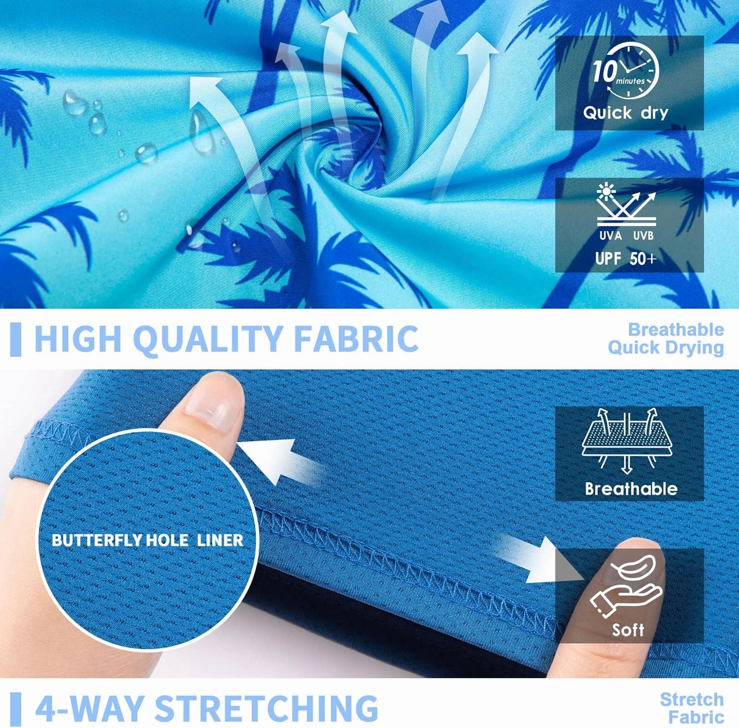Mens Swim Trunks 9" Board Shorts with Compression Liner Swimsuit Built-in Bathing Suit Quick Dry Swimwear Zipper Pocket