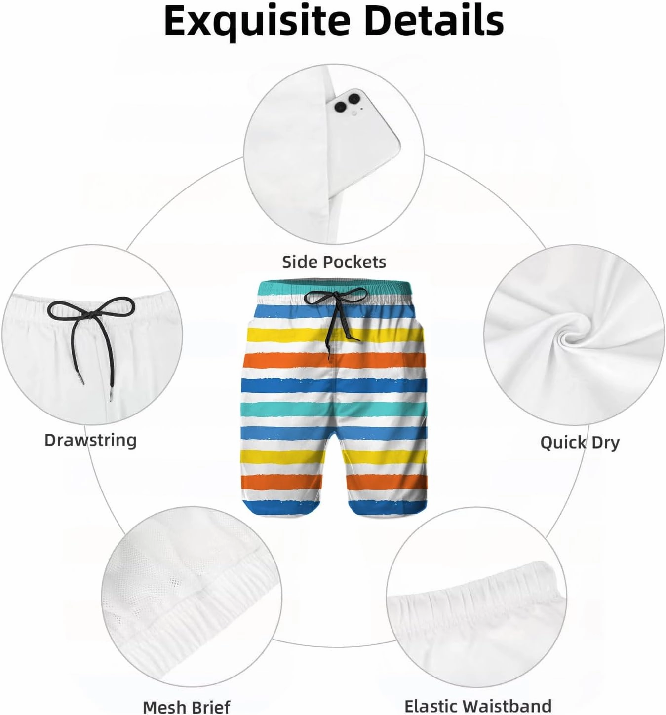 Mens Swim Trunks,Quick Dry Bathing Suits Summer Board Beach Shorts with Mesh Lining
