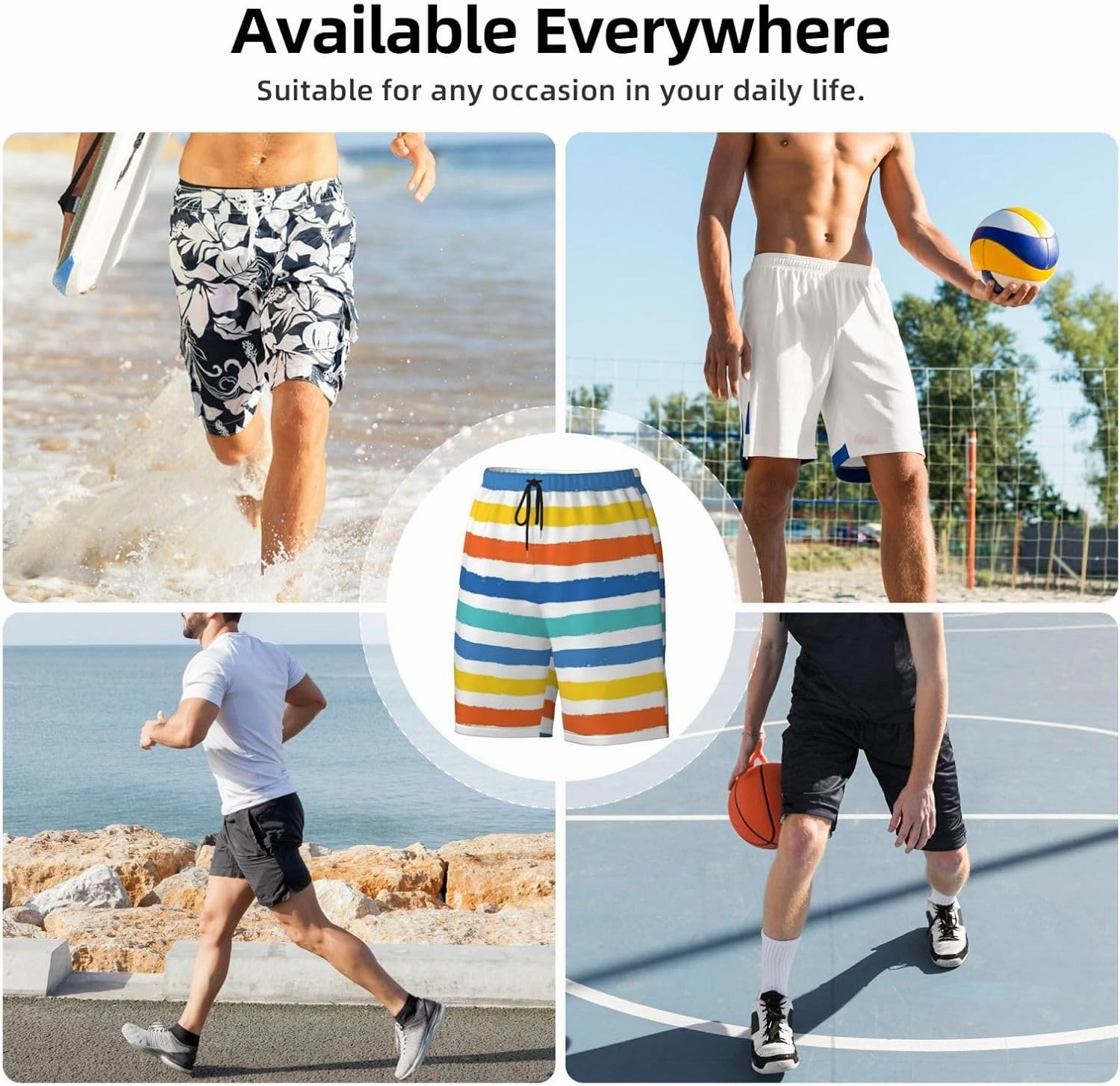 Mens Swim Trunks,Quick Dry Bathing Suits Summer Board Beach Shorts with Mesh Lining