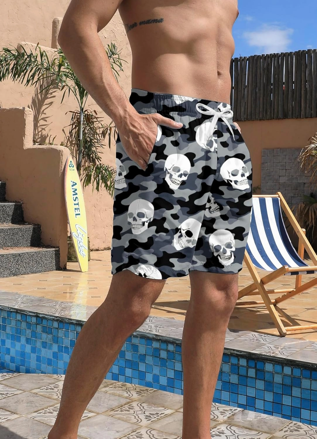 Mens Swim Trunks Quick Dry Beach Shorts Summer Boardshorts with Mesh Lining