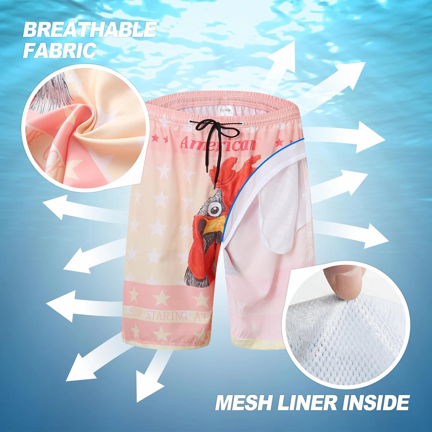 Mens Swim Trunks Quick Dry Board Shorts Bathing Suit for Men Beach Swimwear Breathable Surf Beach Shorts Swimwear