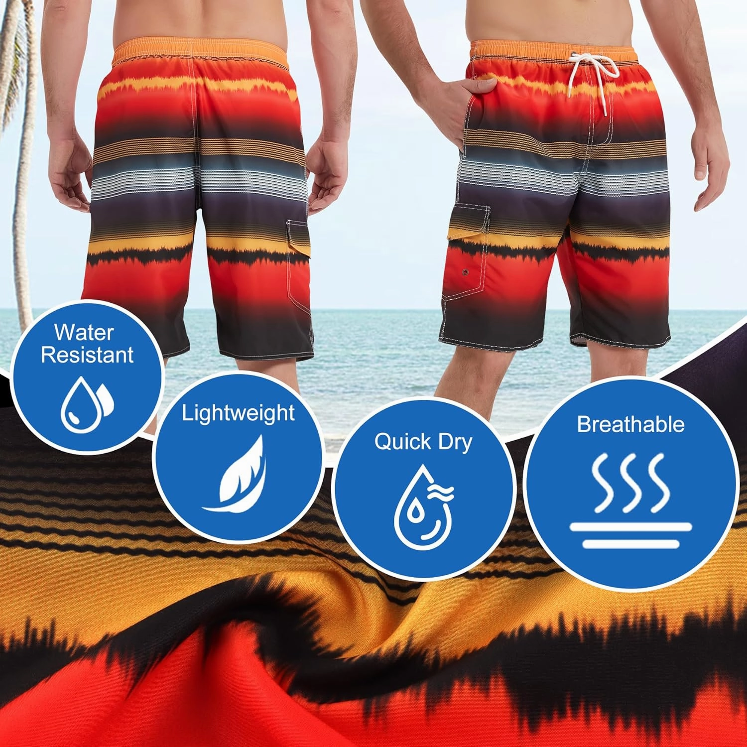 Mens Swim Trunks Swim Shorts Swimming Trunks Swimsuit Quick Dry with Mesh Lining Swimwear