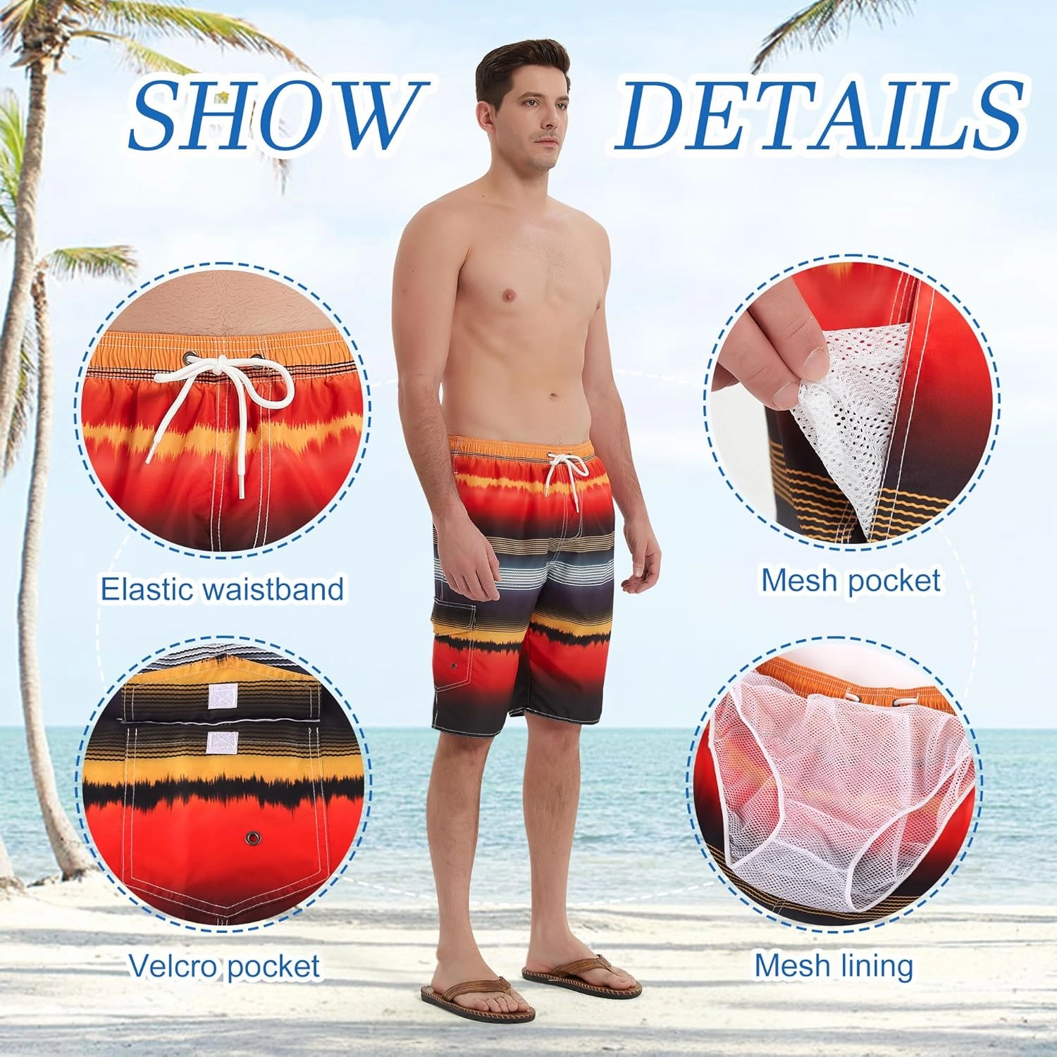 Mens Swim Trunks Swim Shorts Swimming Trunks Swimsuit Quick Dry with Mesh Lining Swimwear