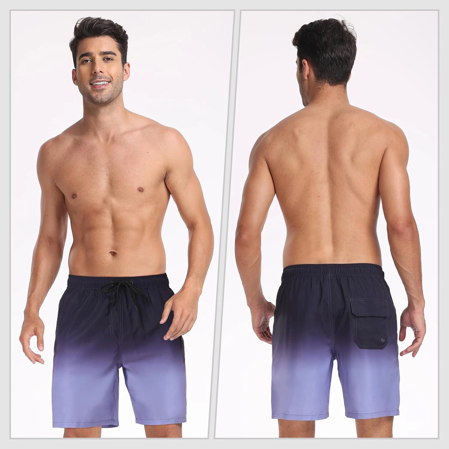 Mens Swim Trunks with Compression Liner 2 in 1 Quick Dry Swimming Shorts Swimwear Bathing Suits with Pockets