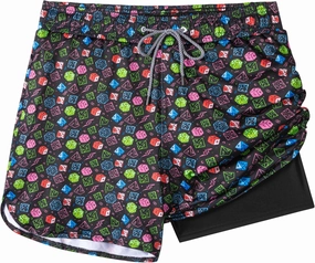Mens Swim Trunks with Compression Liner 5.5" Board Shorts with Zipper Pockets 2 in 1 Quick Dry Bathing Suits