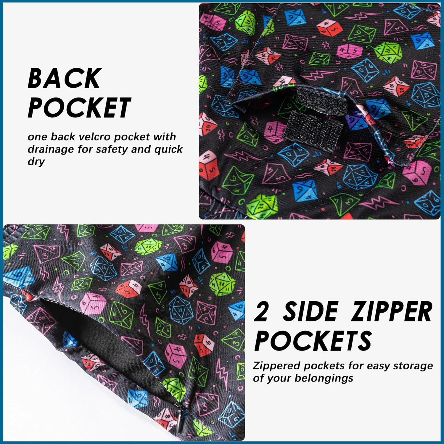Mens Swim Trunks with Compression Liner 5.5" Board Shorts with Zipper Pockets 2 in 1 Quick Dry Bathing Suits