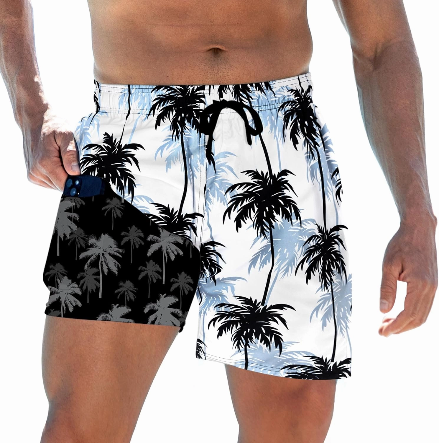 Mens Swim Trunks with Compression Liner 5.5" Inseam Quick Dry Swimsuit Shorts S-XXL