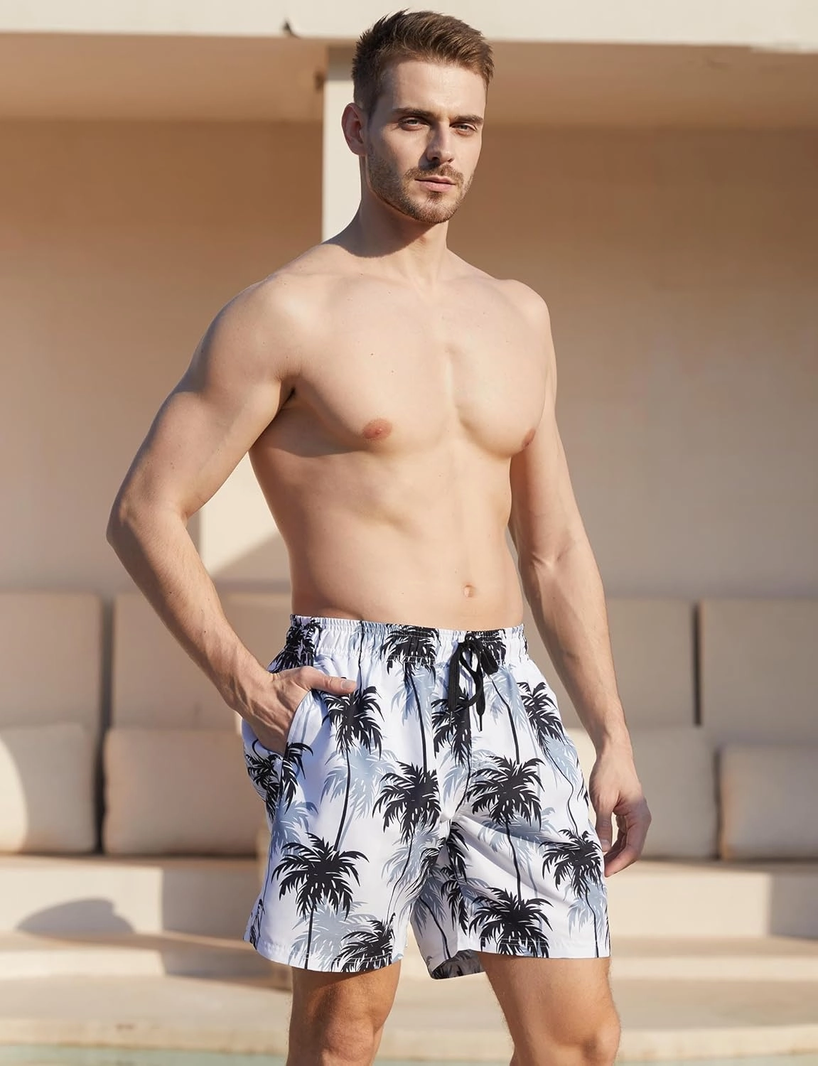 Mens Swim Trunks with Compression Liner 5.5" Inseam Quick Dry Swimsuit Shorts S-XXL