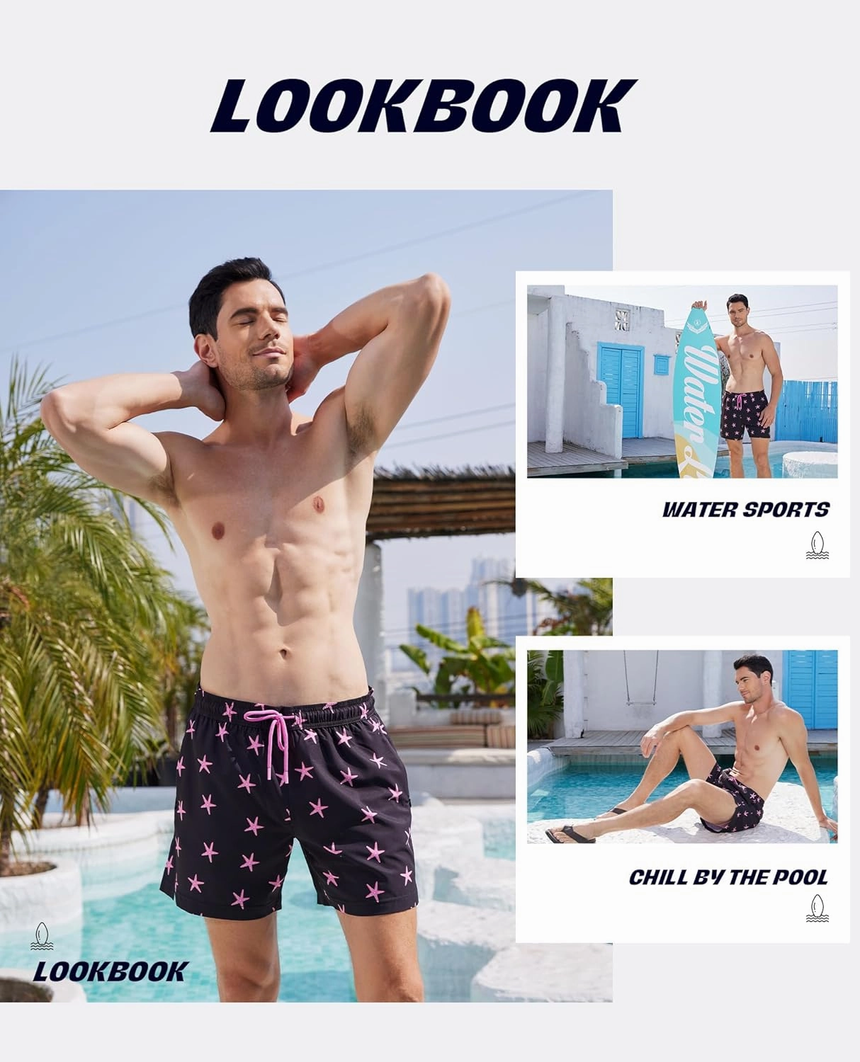 Mens Swim Trunks with Compression Liner 5 Inch Inseam Swimming Trunks Shorts for Men Bathing Suit