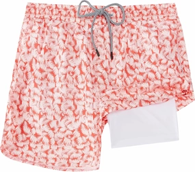 Mens Swim Trunks with Compression Liner 5" Stretch Board Shorts Quick Dry Zipper Pockets 2 in 1 Mens Bathing Suits