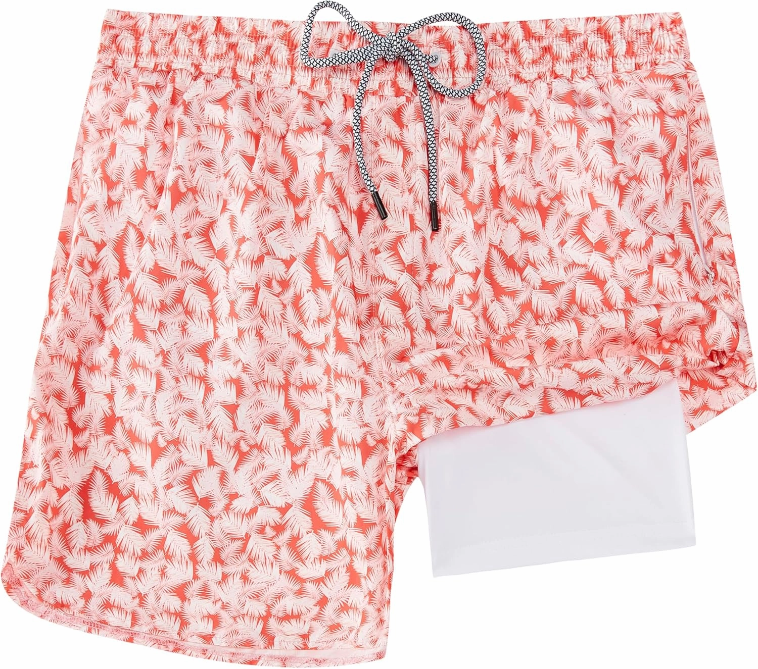 Mens Swim Trunks with Compression Liner 5" Stretch Board Shorts Quick Dry Zipper Pockets 2 in 1 Mens Bathing Suits