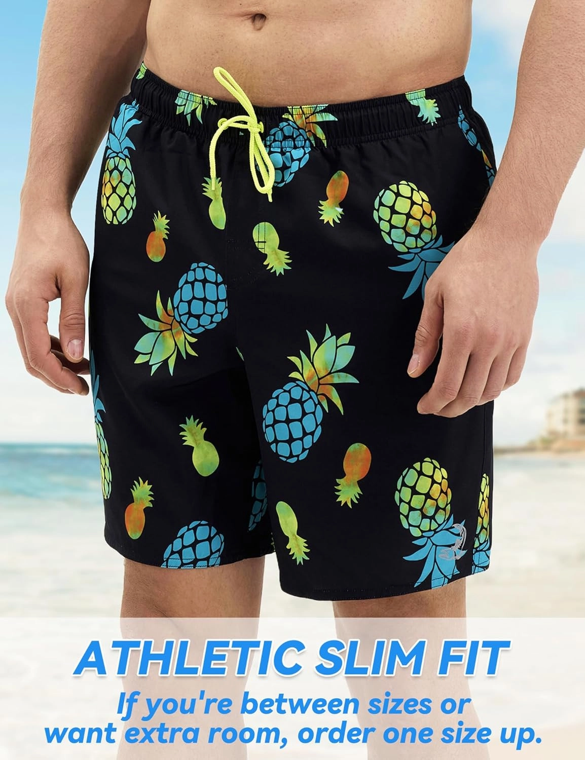 Mens Swim Trunks with Compression Liner 8 inch Quick-Dry Lightweight 2 in 1 Board Shorts 4-Way Stretch UPF 50 