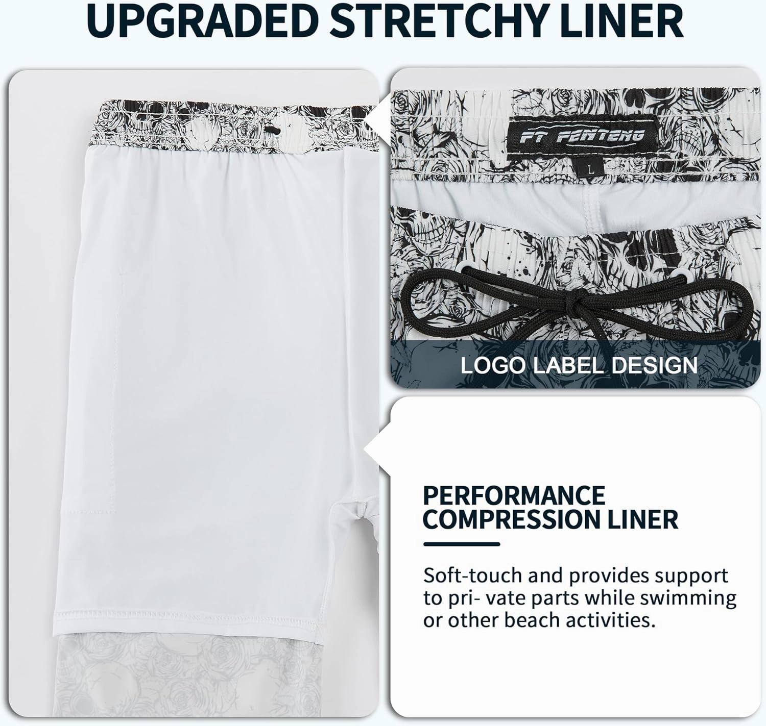 Mens Swim Trunks with Compression Liner 9" Built-in Board Shorts 2 in 1 Quick Dry Bathing Suits with Zipper Pockets