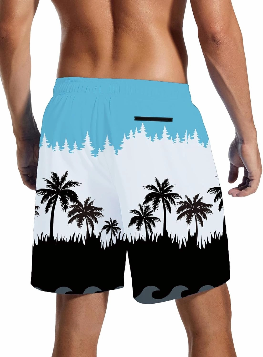 Mens Swim Trunks with Compression Liner Quick Dry Zipper Pocket Bathing