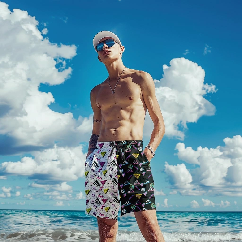 Mens Swim Trunks with Compression Liner Quick Dry Zipper Pocket Bathing