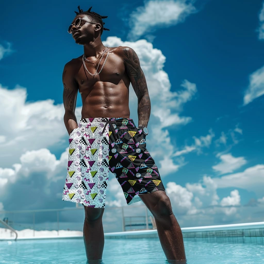 Mens Swim Trunks with Compression Liner Quick Dry Zipper Pocket Bathing