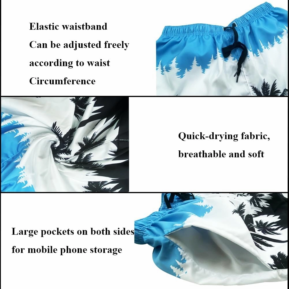 Mens Swim Trunks with Compression Liner Quick Dry Zipper Pocket Bathing