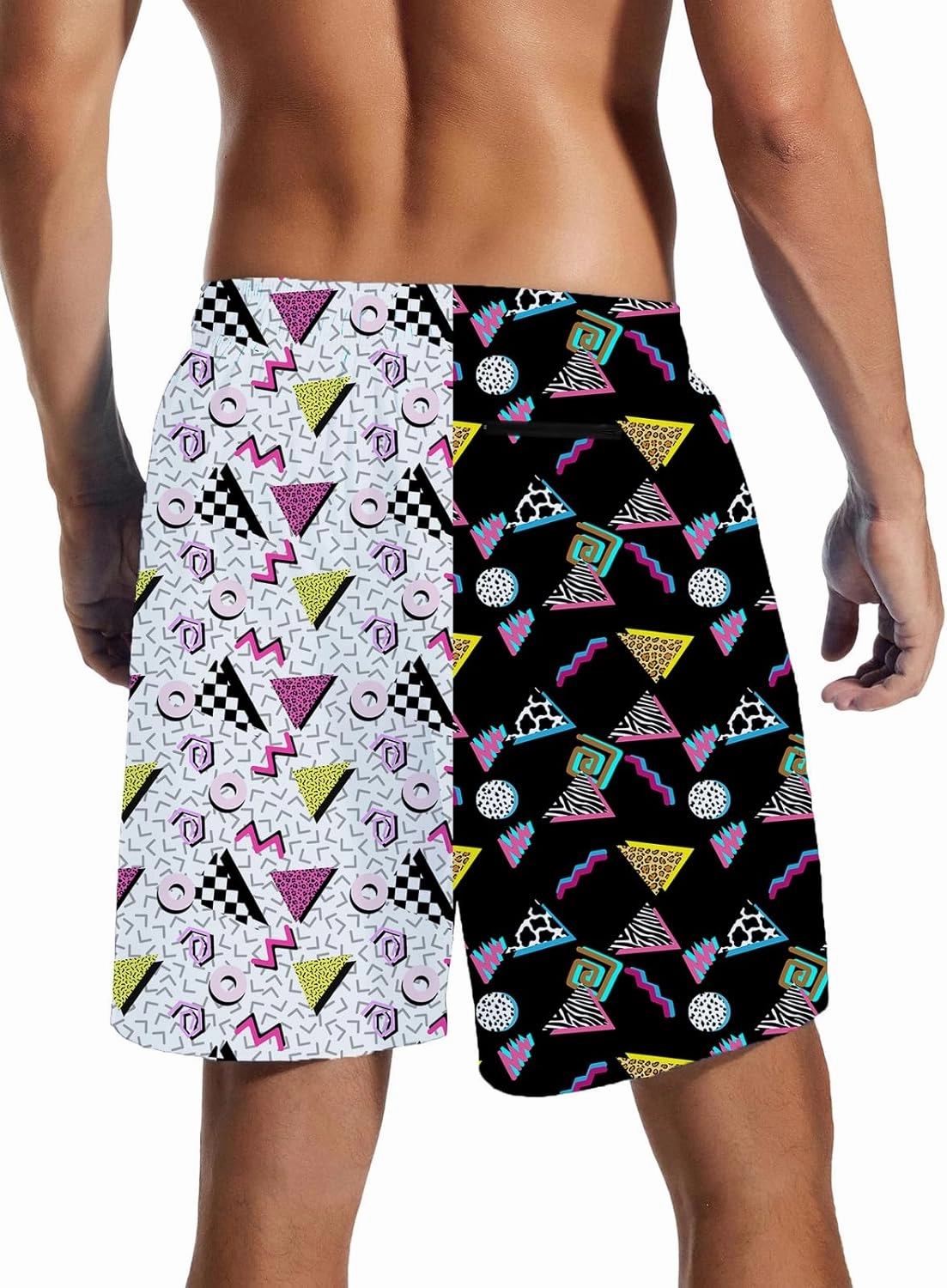 Mens Swim Trunks with Compression Liner Quick Dry Zipper Pocket Bathing