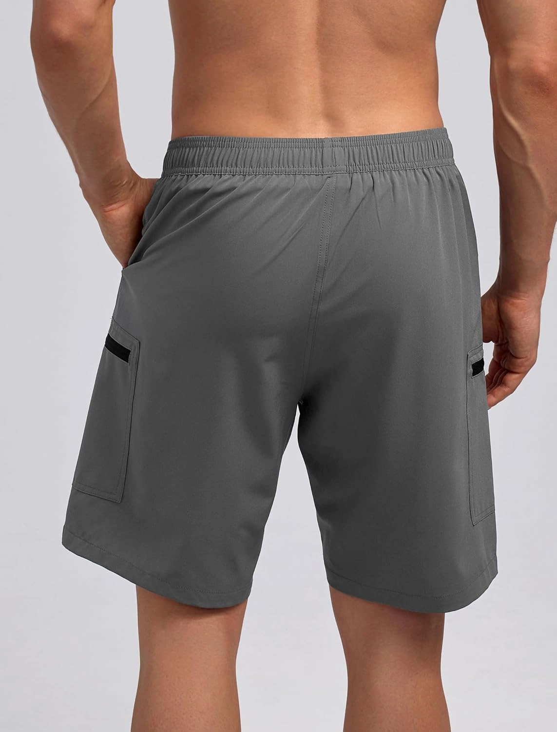 Mens Swim Trunks with Compression Liner Zipper Cargo Pockets Bathing Suit 9 Inch Quick-Dry Swimming Shorts