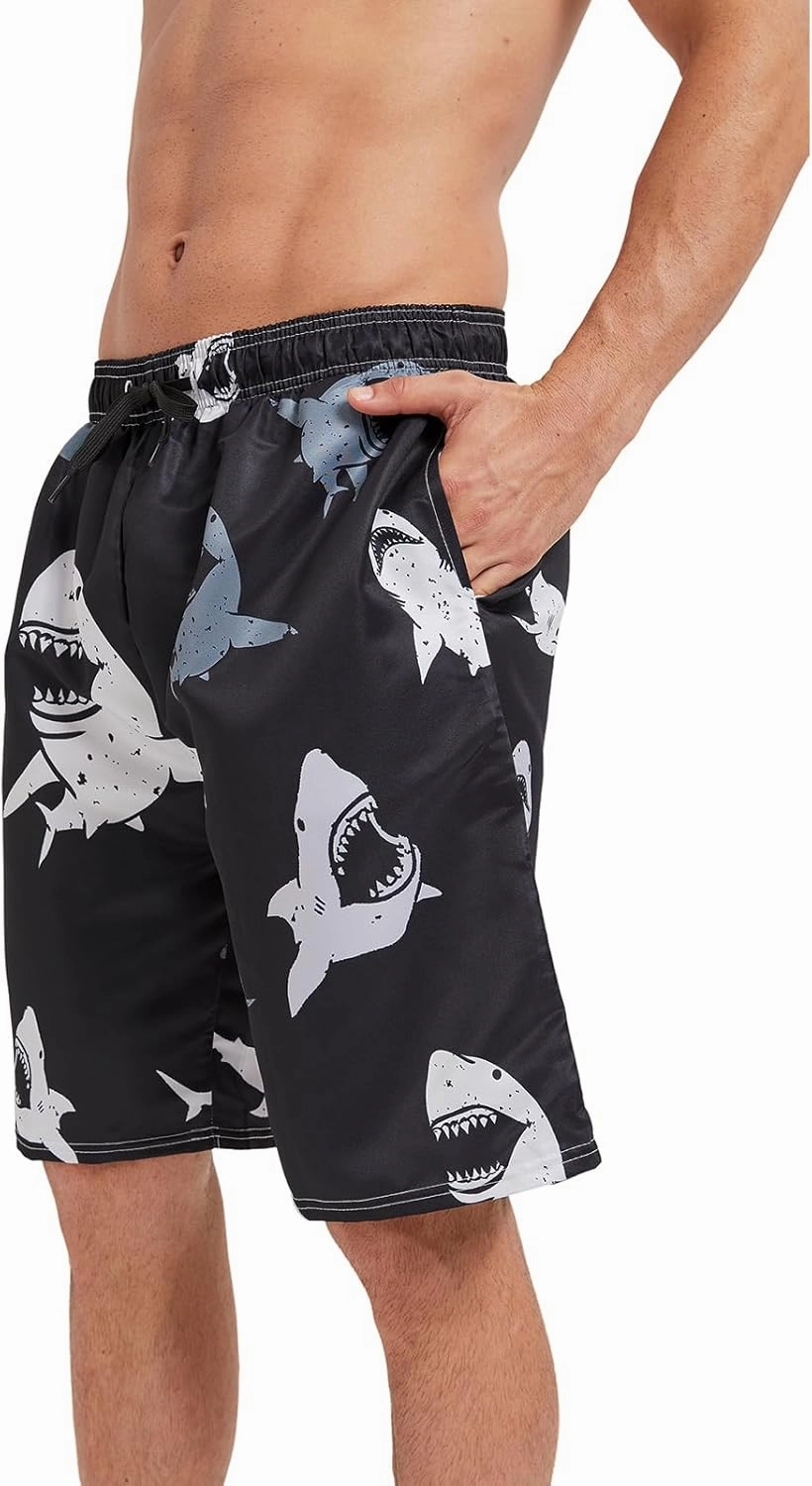 Mens Swim Trunks with Mesh Lining,Quick Dry Big Tall Board Shorts Swimsuit Beach Pants Swimwear Bathing Suits