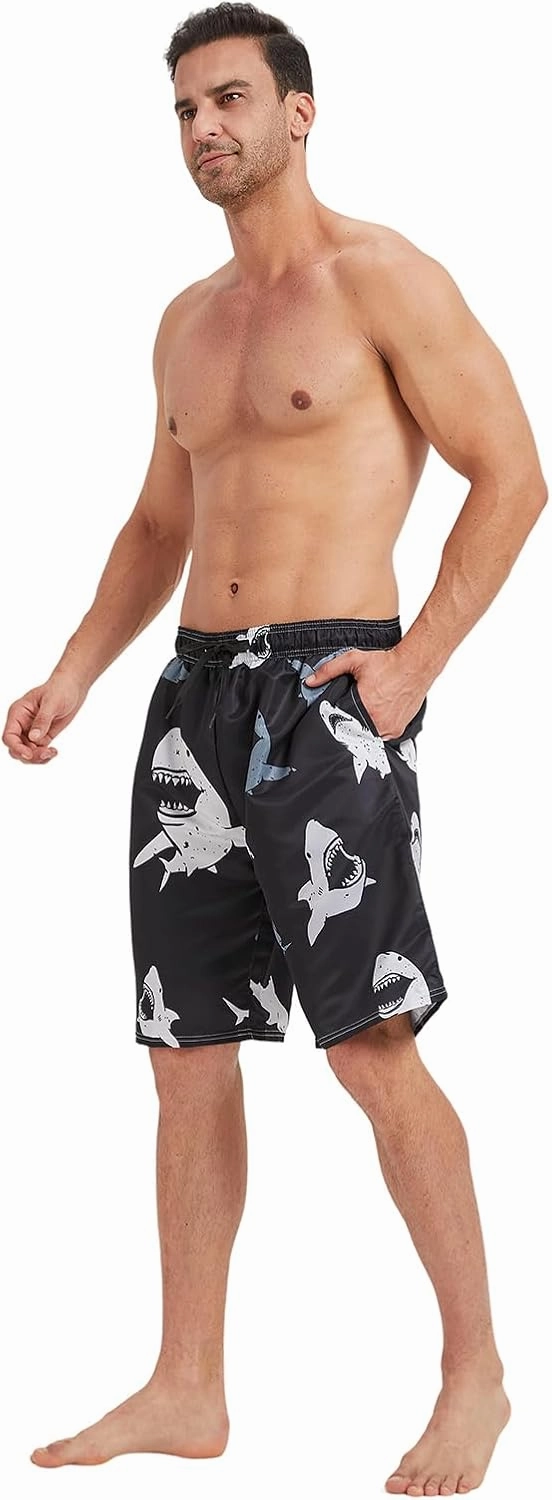 Mens Swim Trunks with Mesh Lining,Quick Dry Big Tall Board Shorts Swimsuit Beach Pants Swimwear Bathing Suits
