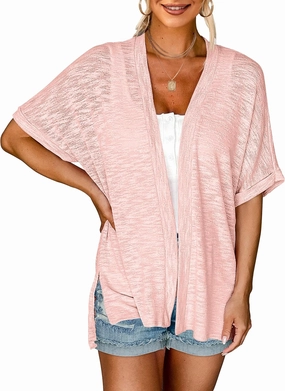 MEROKEETY Womens 2025 Summer Lightweight Cardigan Short Sleeve Open Front Casual Loose Cover Ups