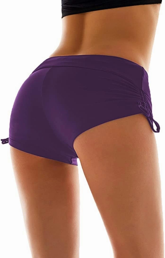 Micosuza Classical Women's Swim Boardshorts Beach Bikini Bottoms with Adjustable Ties 7 Color XS-XXL