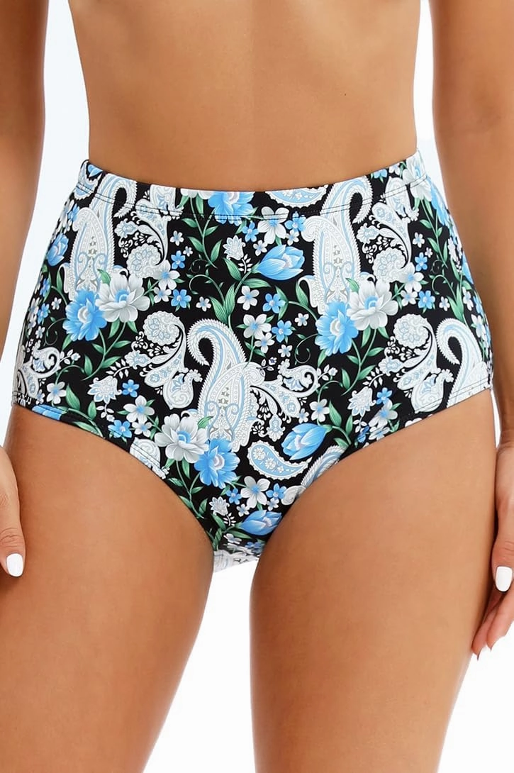 Micosuza Women's Swim Bottom High Waist Retro Basic Full Coverage Bikini Tankini Swimsuit Briefs