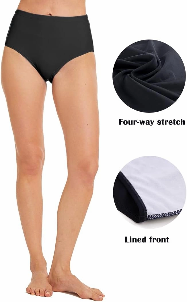 Micosuza Women's Swim Bottom High Waist Retro Basic Full Coverage Bikini Tankini Swimsuit Briefs