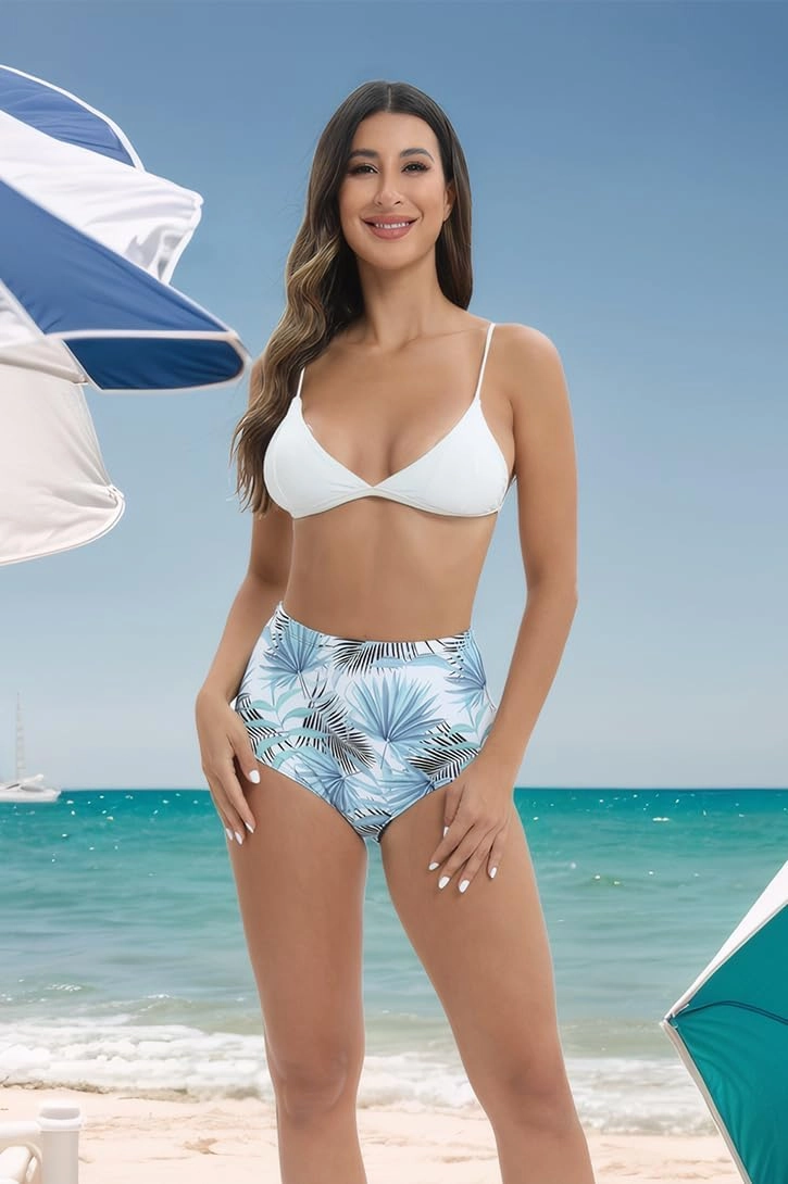 Micosuza Women's Swim Bottom High Waist Retro Basic Full Coverage Bikini Tankini Swimsuit Briefs