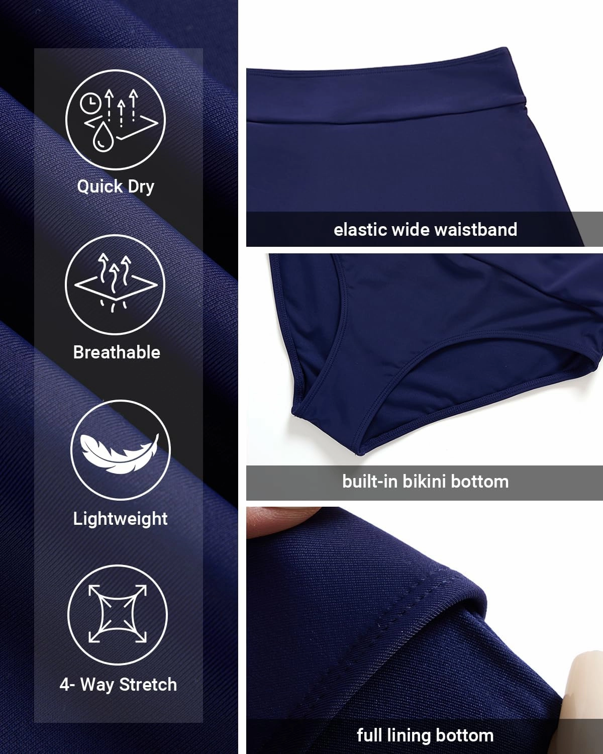 Mid Rise Swim Skirt - 2025 Bathing Suit Skirt with Built-in Bikini Bottom Waistband Skort Swimsuit Bottoms for Women