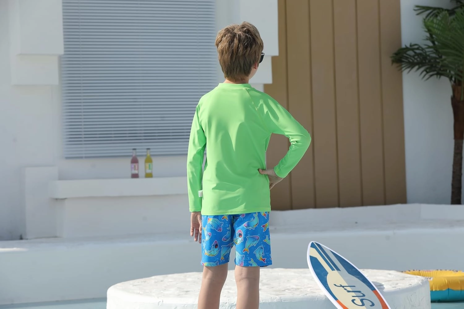 MILANKERR Toddler Boys Rash Guard Sets,Swim Trunks with Compression Liner,Swim Shirt Sets