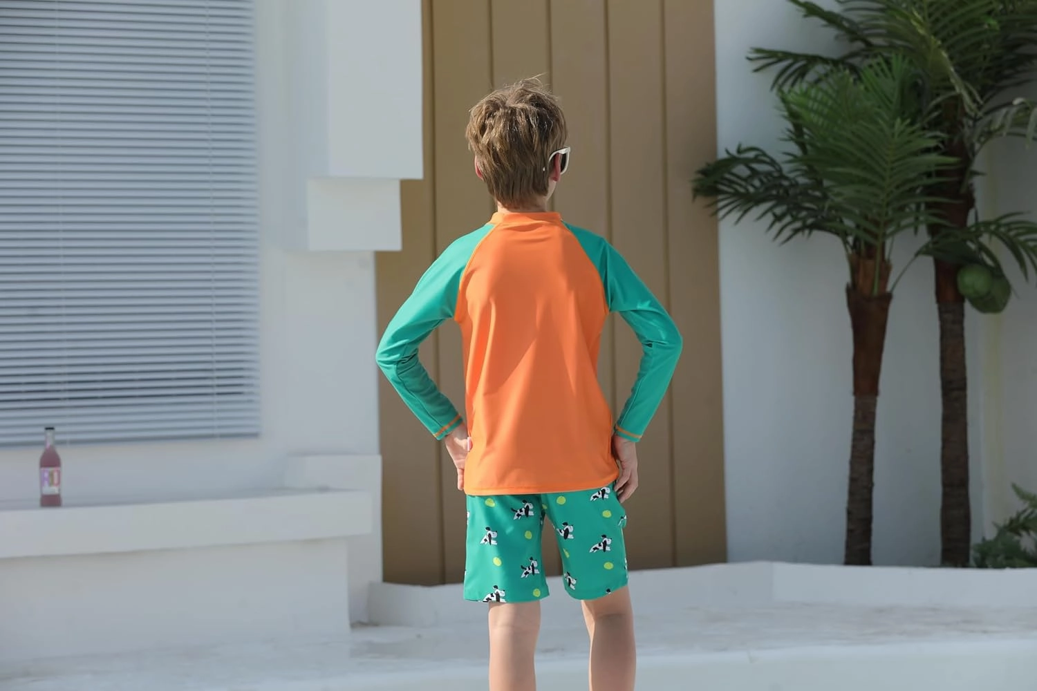 MILANKERR Toddler Boys Rash Guard Sets,Swim Trunks with Compression Liner,Swim Shirt Sets
