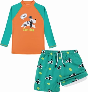 MILANKERR Toddler Boys Rash Guard Sets,Swim Trunks with Compression Liner,Swim Shirt Sets