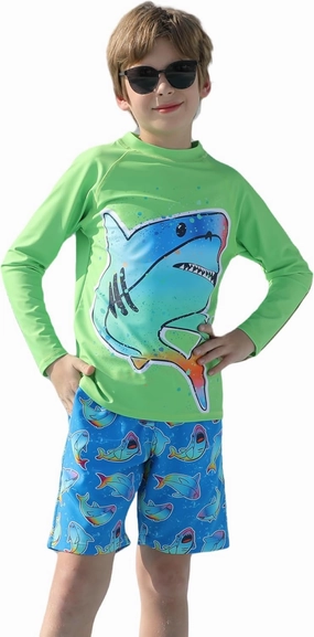 MILANKERR Toddler Boys Rash Guard Sets,Swim Trunks with Compression Liner,Swim Shirt Sets