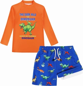 MILANKERR Toddler Boys Rash Guard Sets,Swim Trunks with Compression Liner,Swim Shirt Sets
