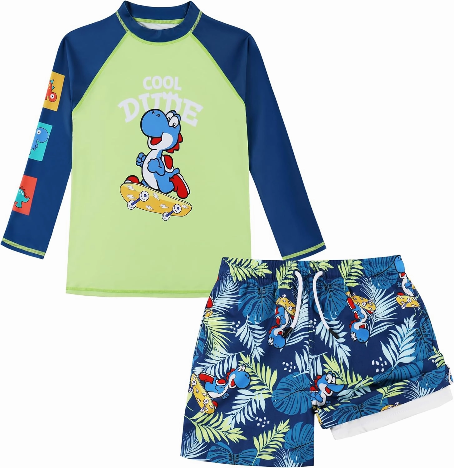MILANKERR Toddler Boys Rash Guard Sets,Swim Trunks with Compression Liner,Swim Shirt Sets