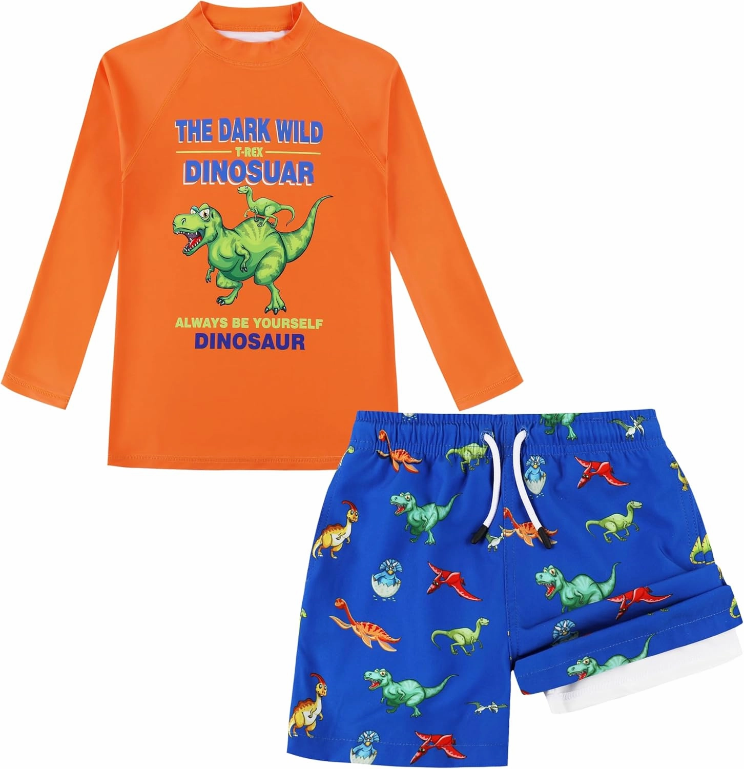 MILANKERR Toddler Boys Rash Guard Sets,Swim Trunks with Compression Liner,Swim Shirt Sets