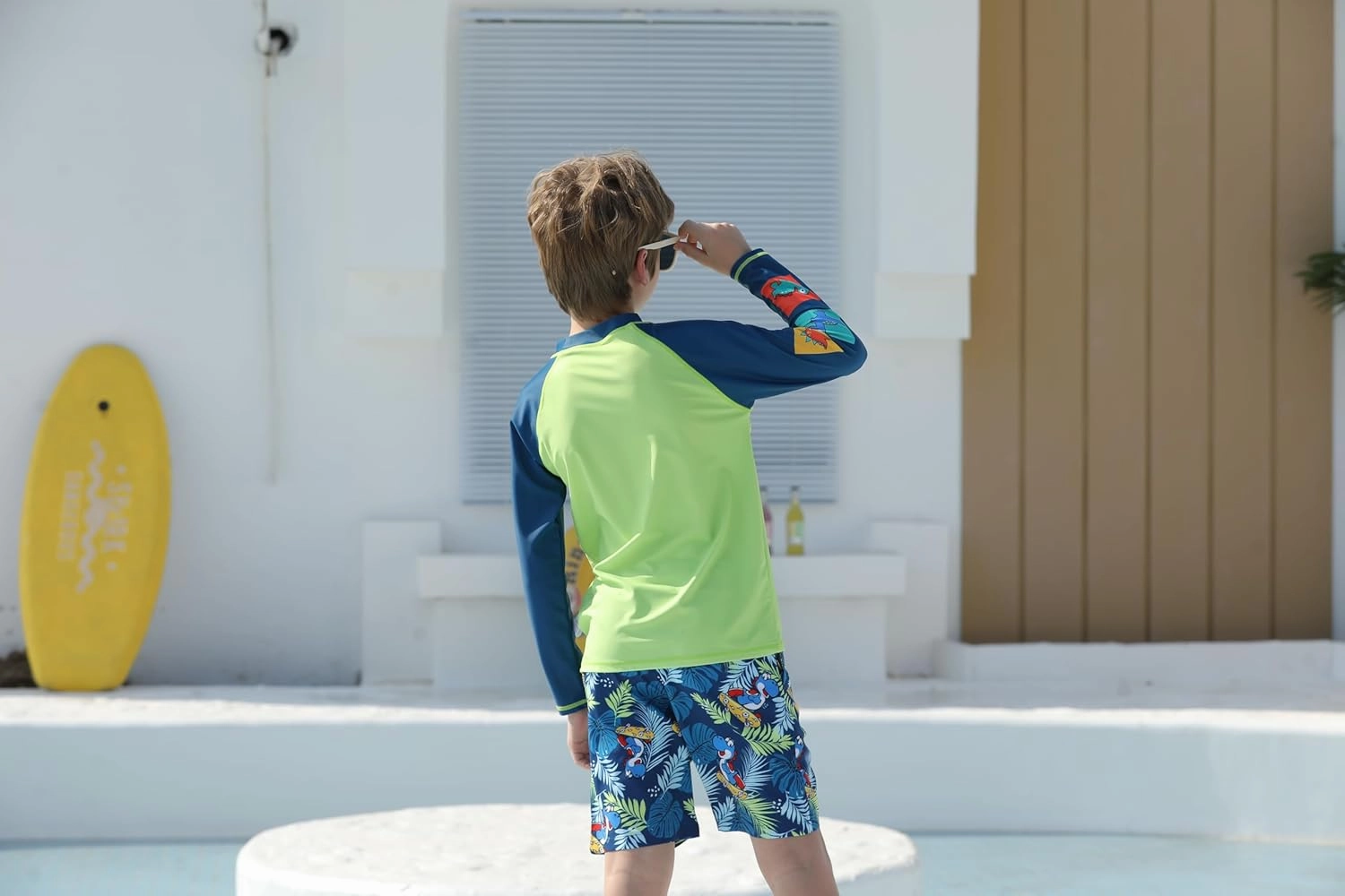 MILANKERR Toddler Boys Rash Guard Sets,Swim Trunks with Compression Liner,Swim Shirt Sets