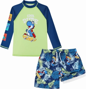 MILANKERR Toddler Boys Rash Guard Sets,Swim Trunks with Compression Liner,Swim Shirt Sets