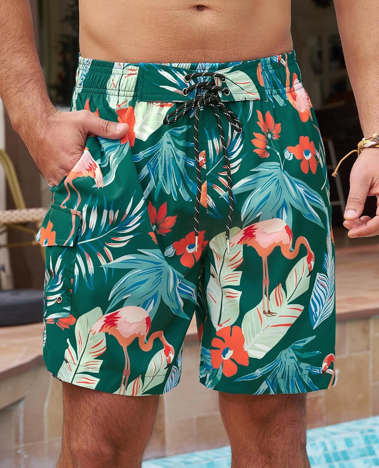 Milin Naco Mens Swim Trunks 7 Inch Inseam Compression Liner 2 in 1 Printed Swimming Short