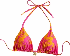 Milumia Floral Halter String Triangle Bikini Top for Women Bathing Suit Swim Top