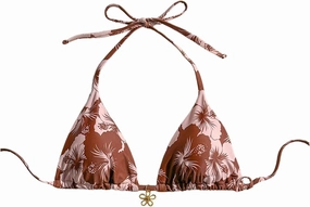 Milumia Floral Halter String Triangle Bikini Top for Women Bathing Suit Swim Top