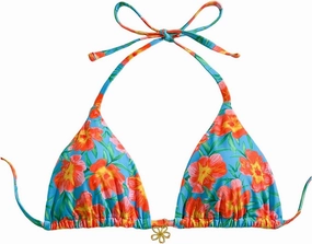 Milumia Floral Halter String Triangle Bikini Top for Women Bathing Suit Swim Top
