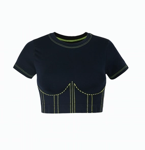 MINDFUL T-Shirt | Eclipse with Neon Contour Stitching