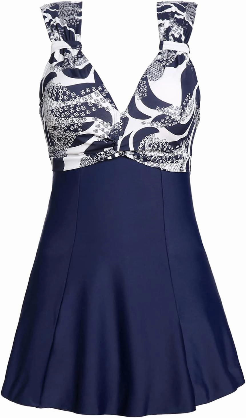 MiYang Women's One Piece High Waist Printing Swim Dress Padded Swimwear