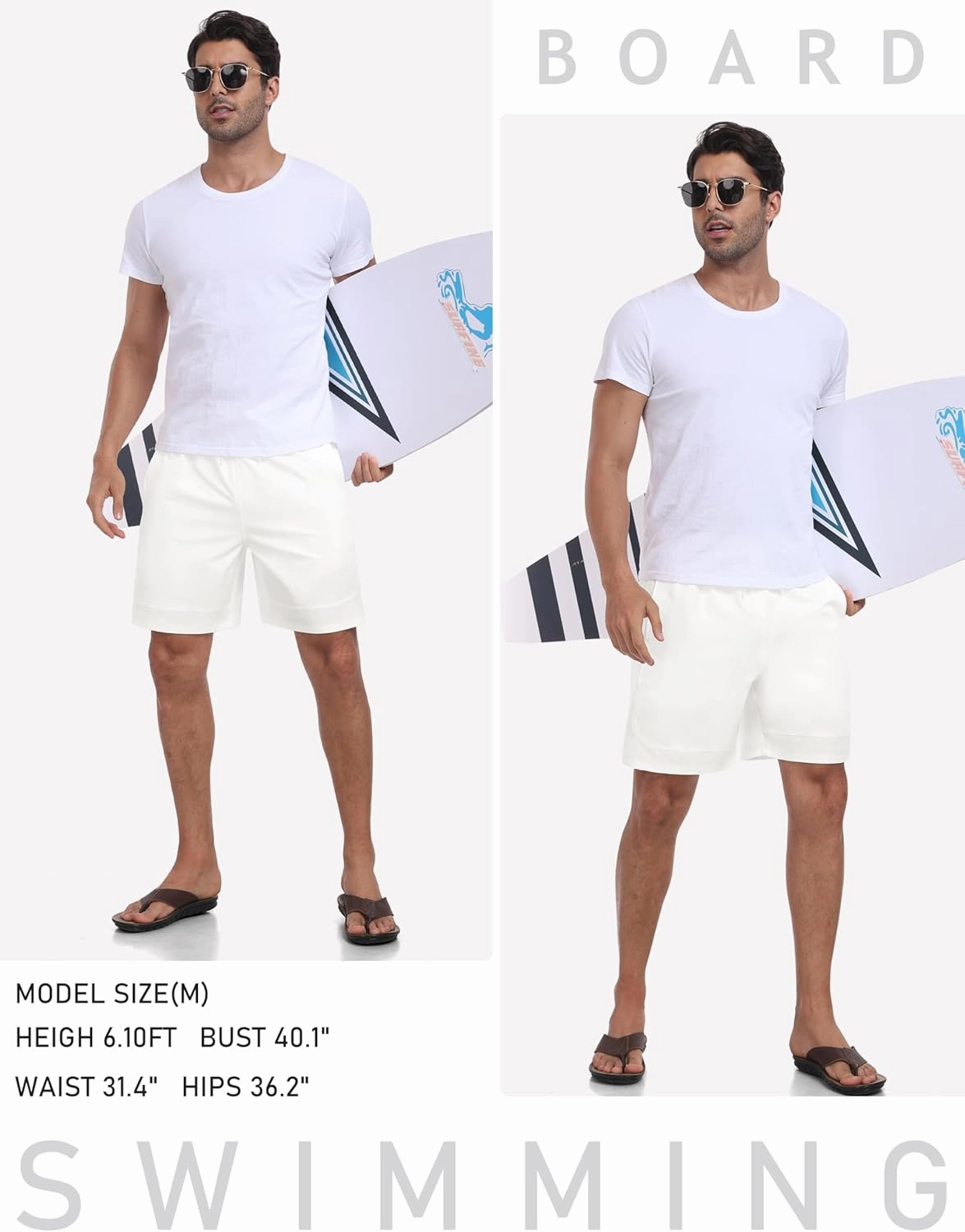 MoFiz Mens Swim Trunks 7inch Swim Shorts with Compression Liner Swimming Suits Board Shorts Surf Short Bathing Suit