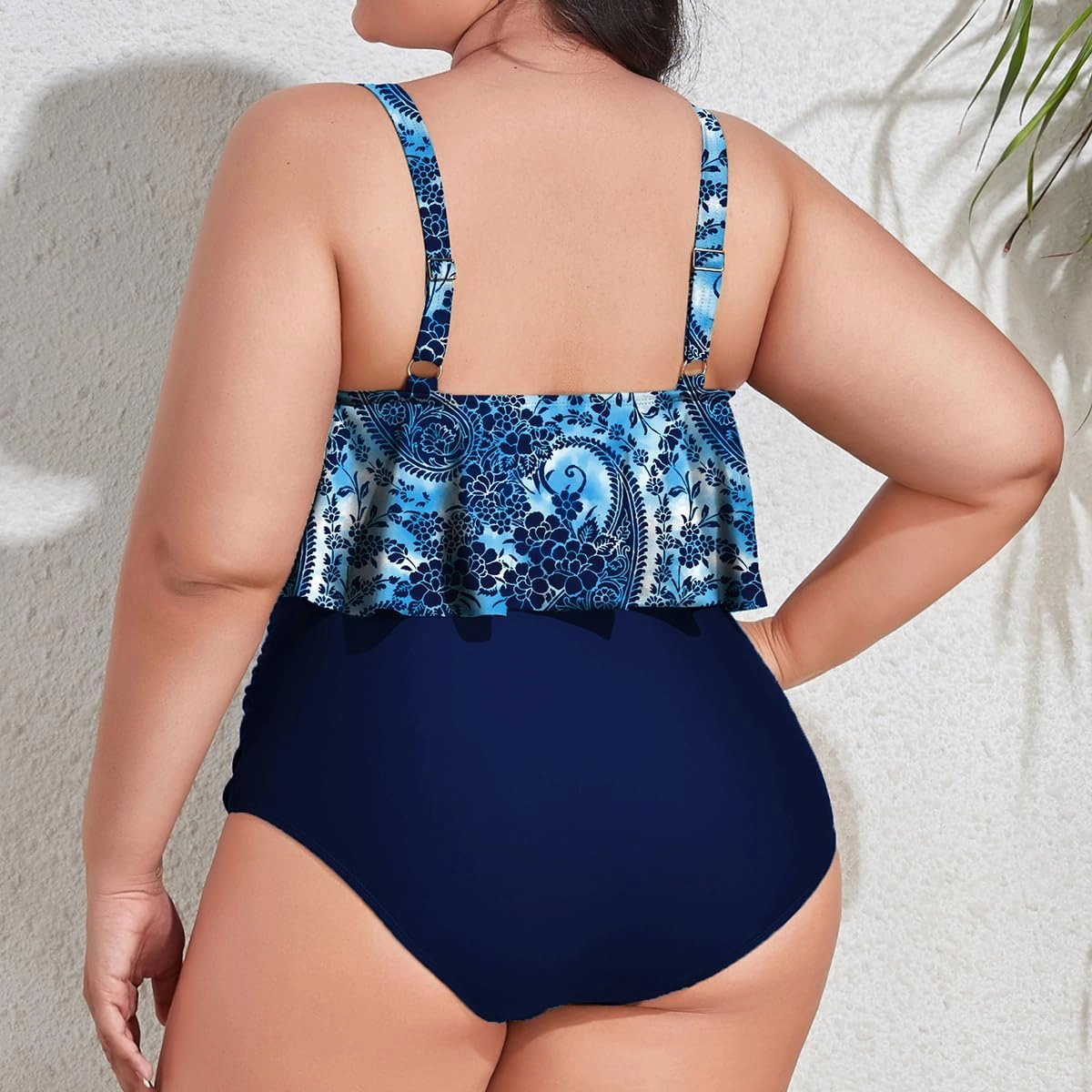 Mooncore Womens Plus Size Swimsuit High Waisted Tankini Bathing Suits Two Piece Flounce Bikini Swimsuit